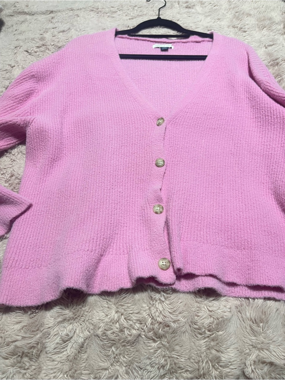 American Eagle Outfitters Pastel Pink V-Neck Button Front Cardigan